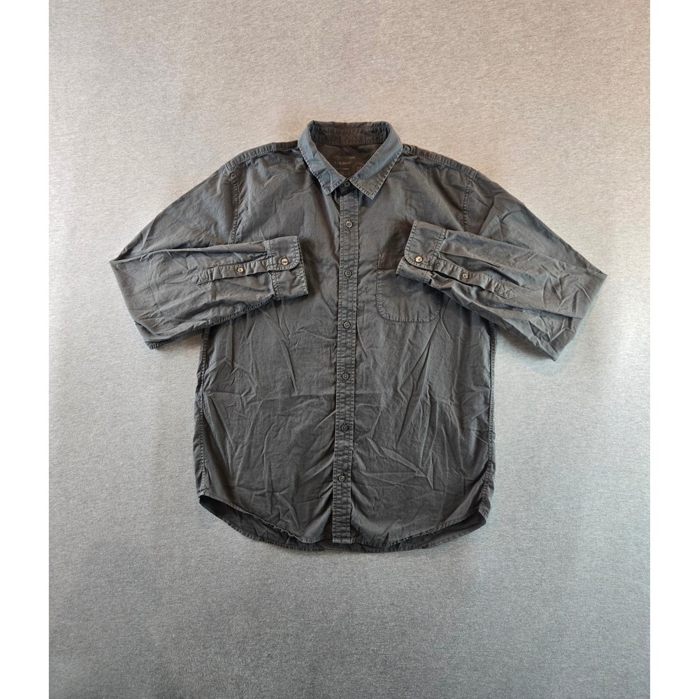 Outerknown S.E.A. Shirt Mens Large Charcoal Gray Organic Cotton Button Down